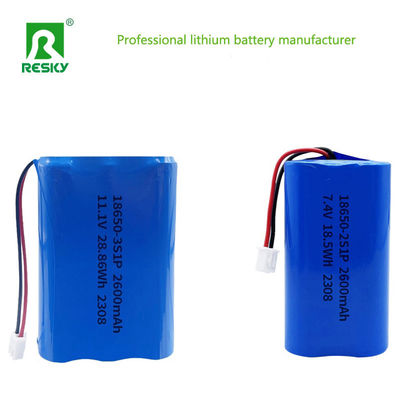 Beli 18650 Lithium Ion Batteries 11.1V 3s 2600mAh 28.86wh Rechargeable Li-ion Battery Pack pembuatan online
