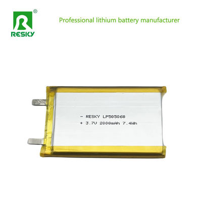 Daya Lithium Polymer Battery Cell 505060 2000mAh 7.4wh 3.7V Untuk Perangkat Medis