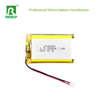 Prismatic Lithium Polymer Battery Pack 103450 3.7V 1800mAh 2000mAh Untuk Sarung Tangan Pemanas