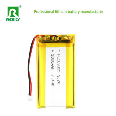 Baterai Lipo terisi ulang 103055 3.7V 2000mAh 7.4wh Daya Baterai Lithium Ion Solar Cell