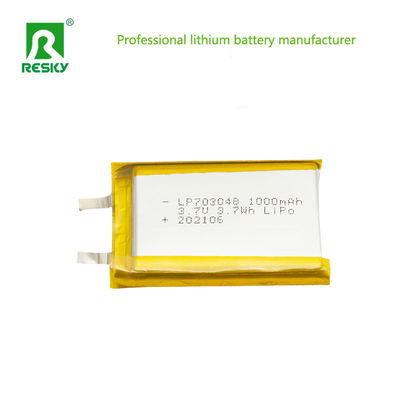 Daya Lithium Ion Cell 703048 3.7v 1000mAh 3.7wh Baterai Lithium Li-Ion Polimer isi ulang