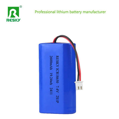 Paket Baterai Lithium 18650 yang Dapat Diisi Ulang 2600mAh 7.4V 19.24wh paket baterai lipo