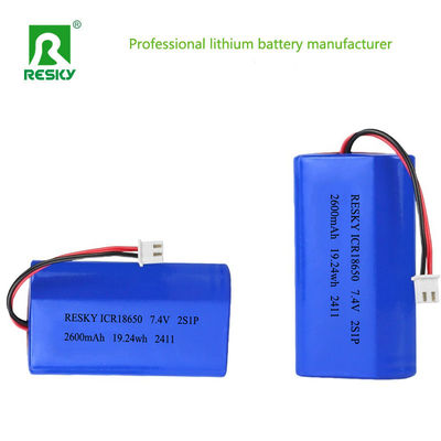 Pak Baterai Polimer Li-ion Silinder 18650 3.7v 7.4V 2600mAh 19.24wh Baterai Lithium